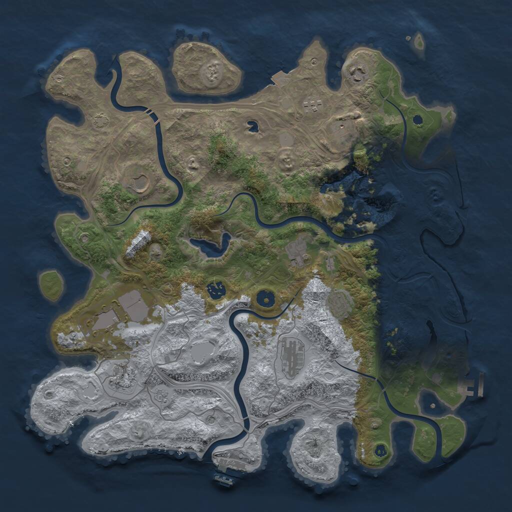 Rust Map: Procedural Map, Size: 4250, Seed: 856103355, 16 Monuments