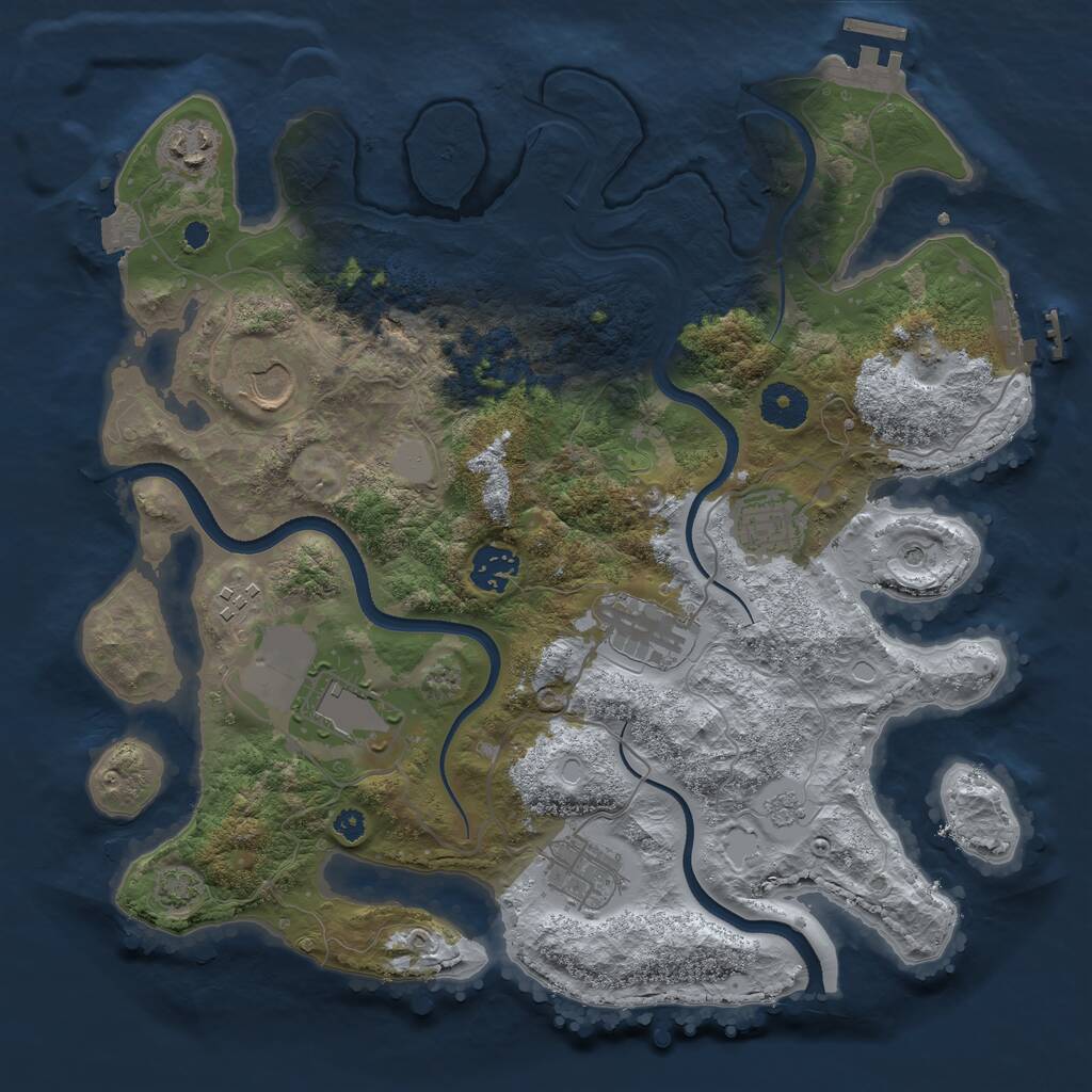 Rust Map: Procedural Map, Size: 3500, Seed: 371950415, 14 Monuments