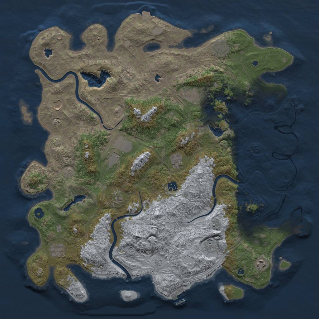 Rust Map: Procedural Map, Size: 4800, Seed: 428539466, 17 Monuments