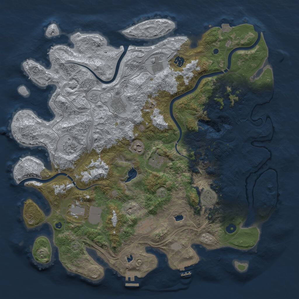 Rust Map: Procedural Map, Size: 4500, Seed: 1145162262, 16 Monuments