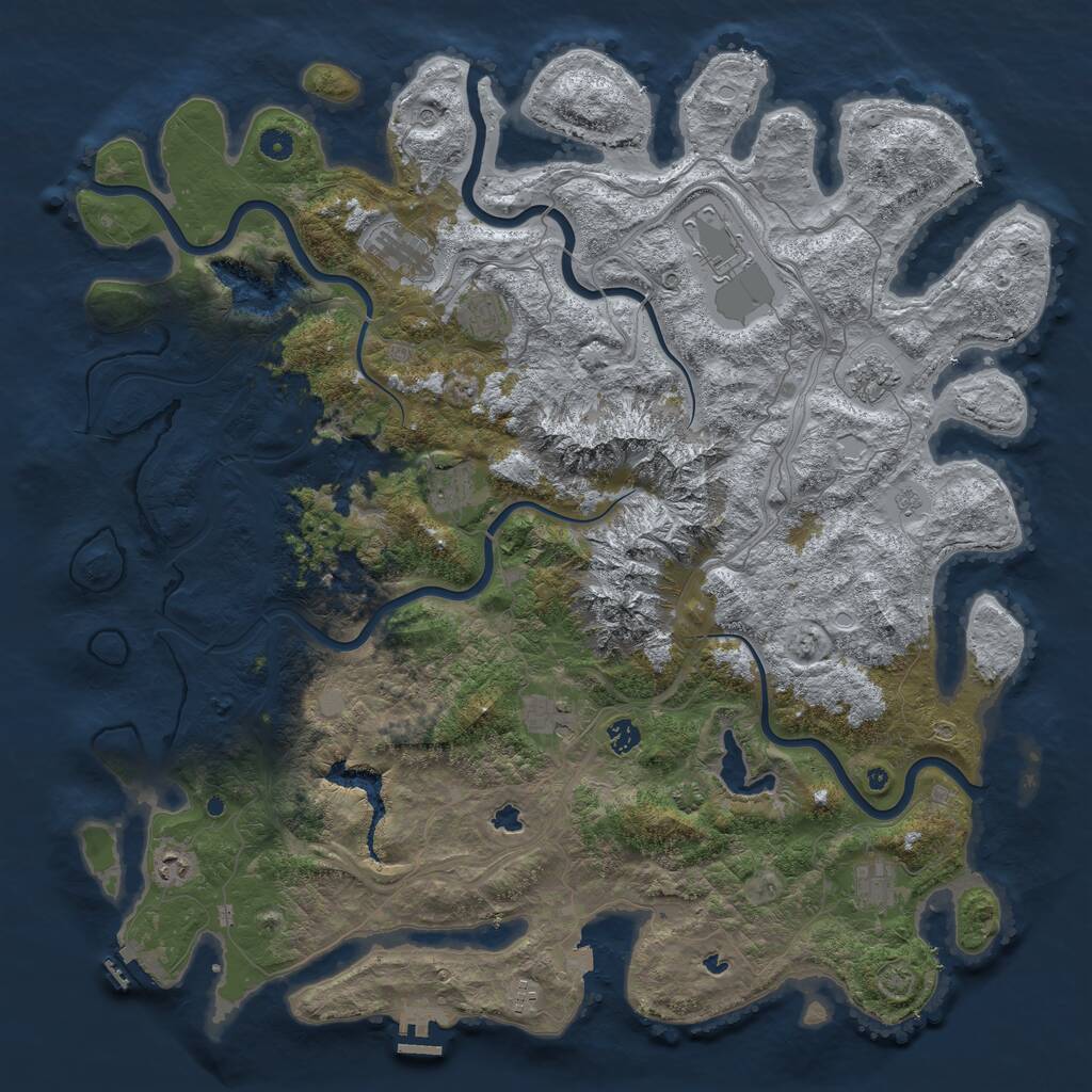 Rust Map: Procedural Map, Size: 5000, Seed: 1227404764, 16 Monuments