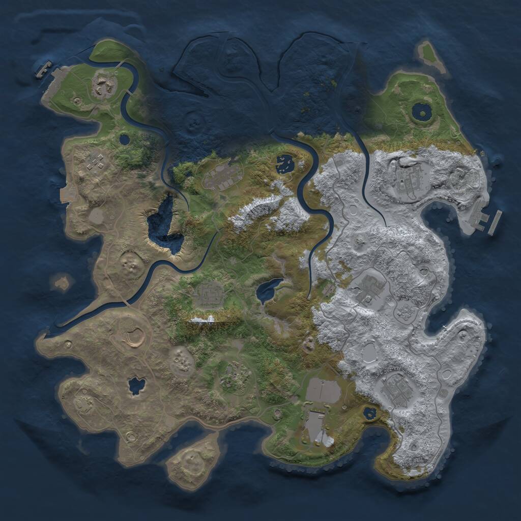 Rust Map: Procedural Map, Size: 4000, Seed: 3847344, 17 Monuments