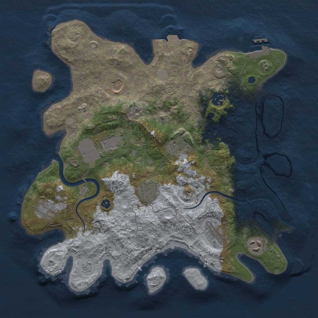 Rust Map: Procedural Map, Size: 3500, Seed: 811225124, 14 Monuments