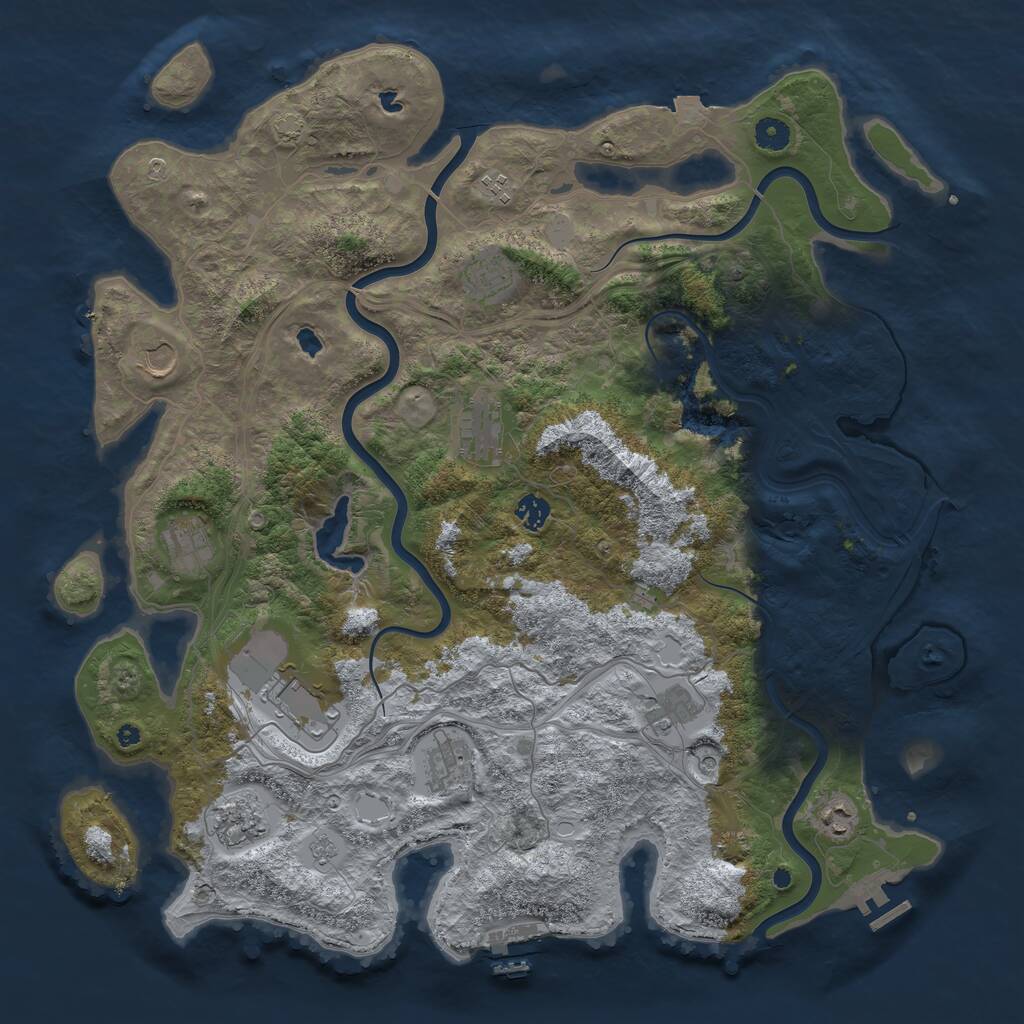 Rust Map: Procedural Map, Size: 4500, Seed: 1833814390, 17 Monuments