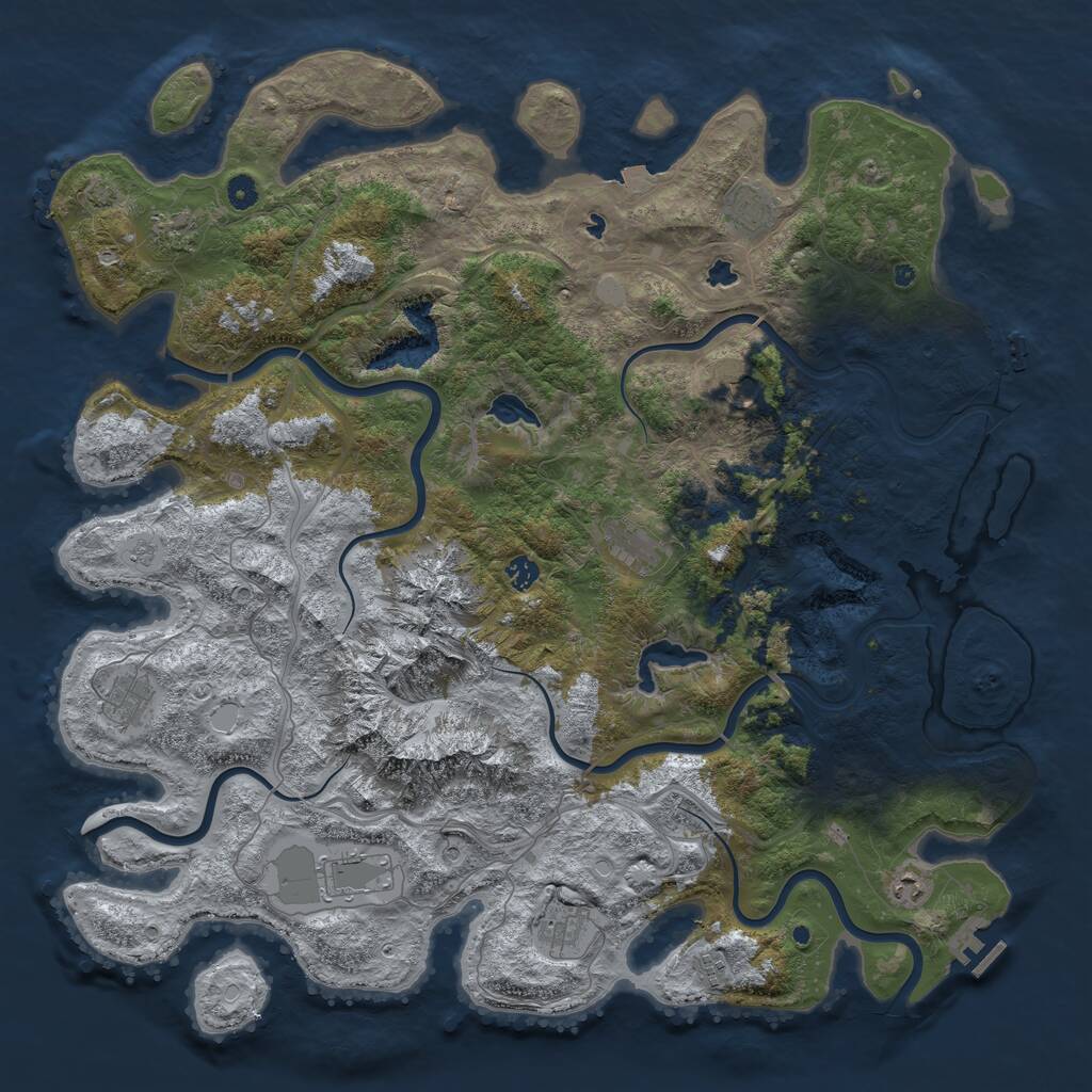 Rust Map: Procedural Map, Size: 5000, Seed: 853673738, 16 Monuments