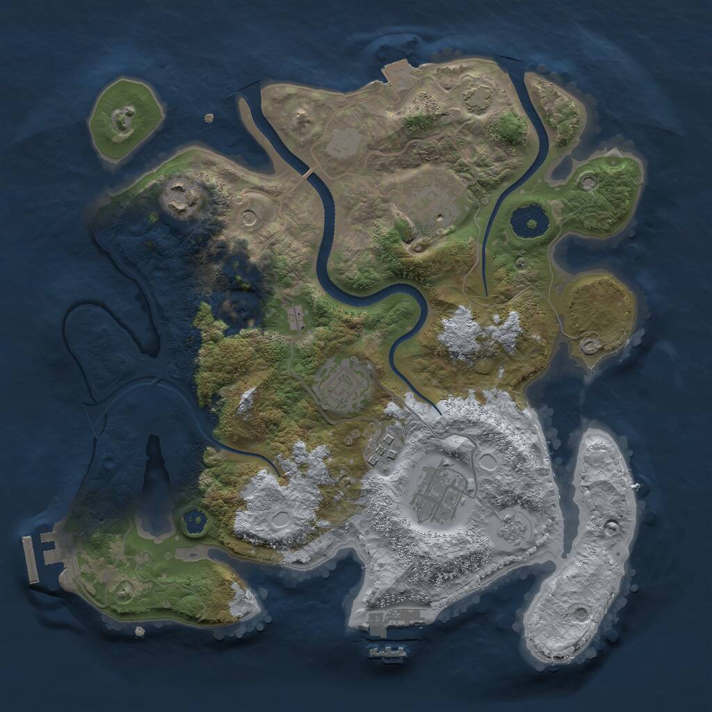 Rust Map: Procedural Map, Size: 3000, Seed: 847293615, 11 Monuments