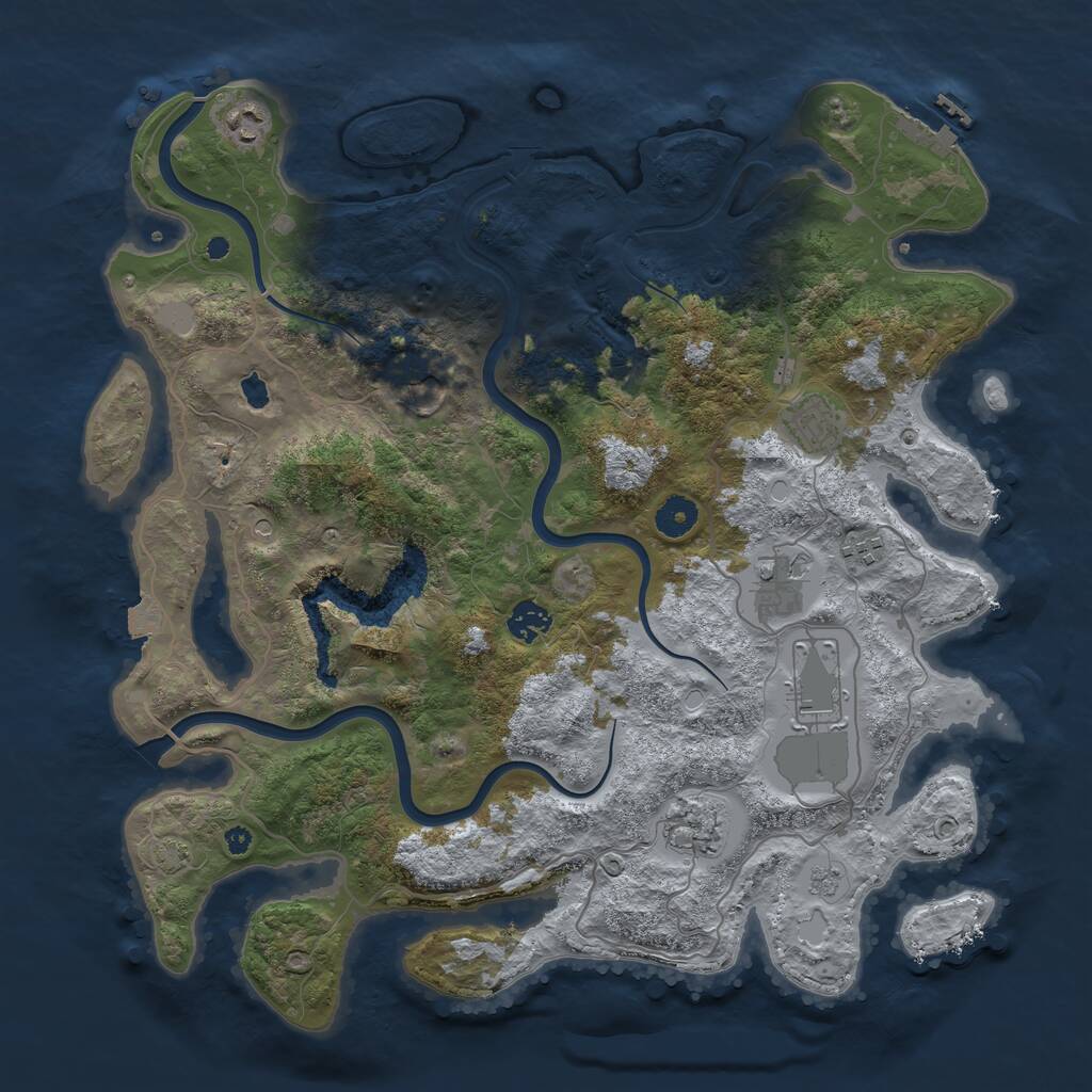 Rust Map: Procedural Map, Size: 4000, Seed: 683404807, 13 Monuments