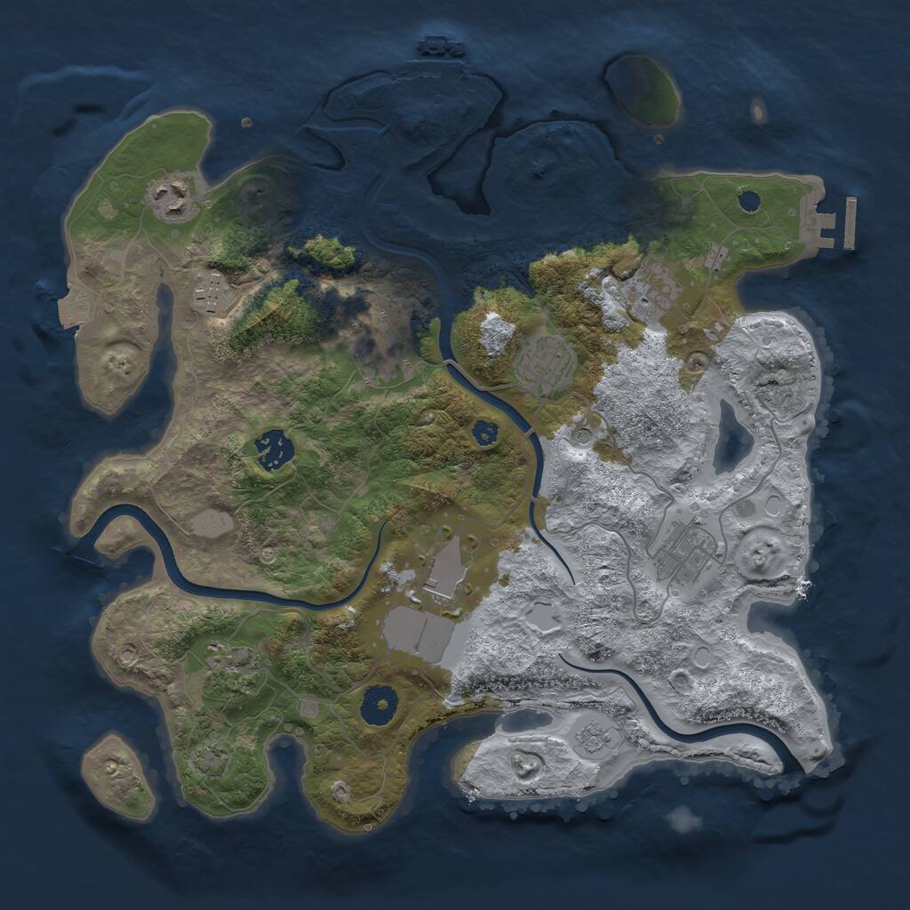 Rust Map: Procedural Map, Size: 3500, Seed: 1181324699, 15 Monuments