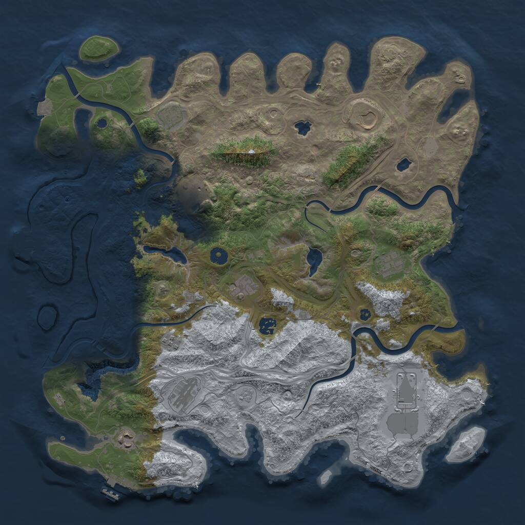 Rust Map: Procedural Map, Size: 4500, Seed: 994529329, 16 Monuments