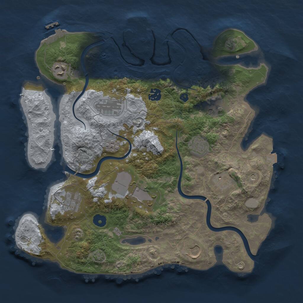 Rust Map: Procedural Map, Size: 3500, Seed: 777001, 15 Monuments