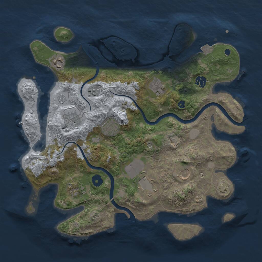 Rust Map: Procedural Map, Size: 3500, Seed: 327803, 13 Monuments