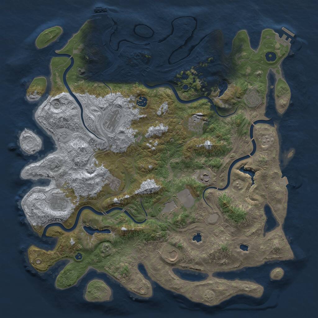 Rust Map: Procedural Map, Size: 4500, Seed: 2092445361, 16 Monuments
