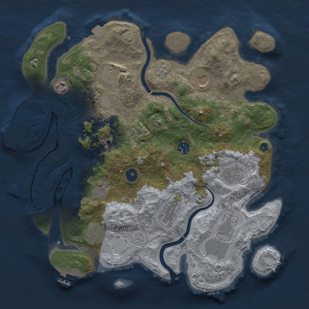 Rust Map: Procedural Map, Size: 3700, Seed: 414021925, 16 Monuments