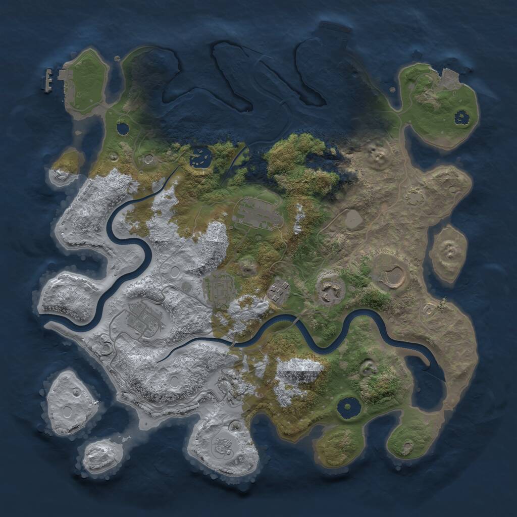Rust Map: Procedural Map, Size: 3500, Seed: 812637385, 14 Monuments