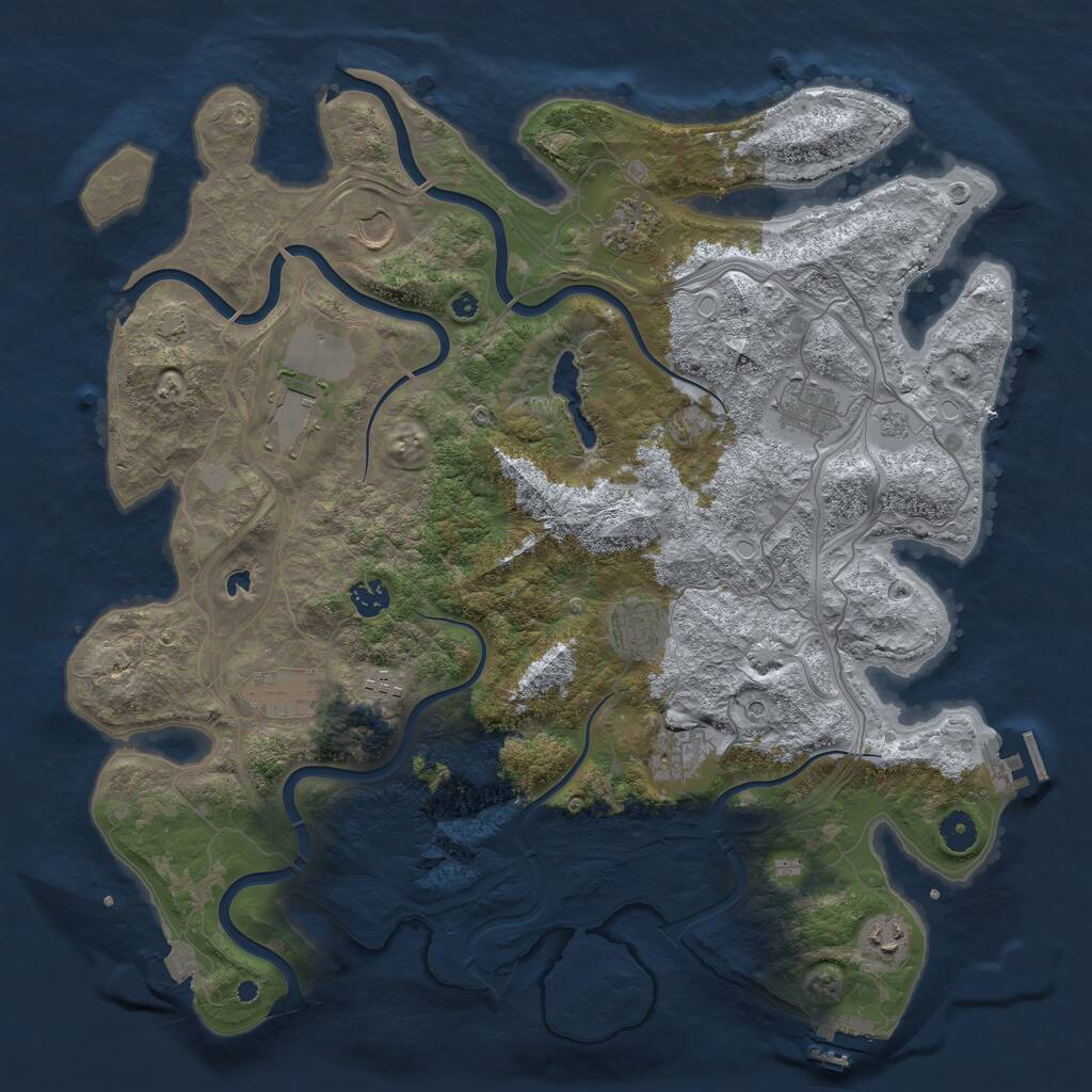 Rust Map: Procedural Map, Size: 4300, Seed: 100010, 16 Monuments