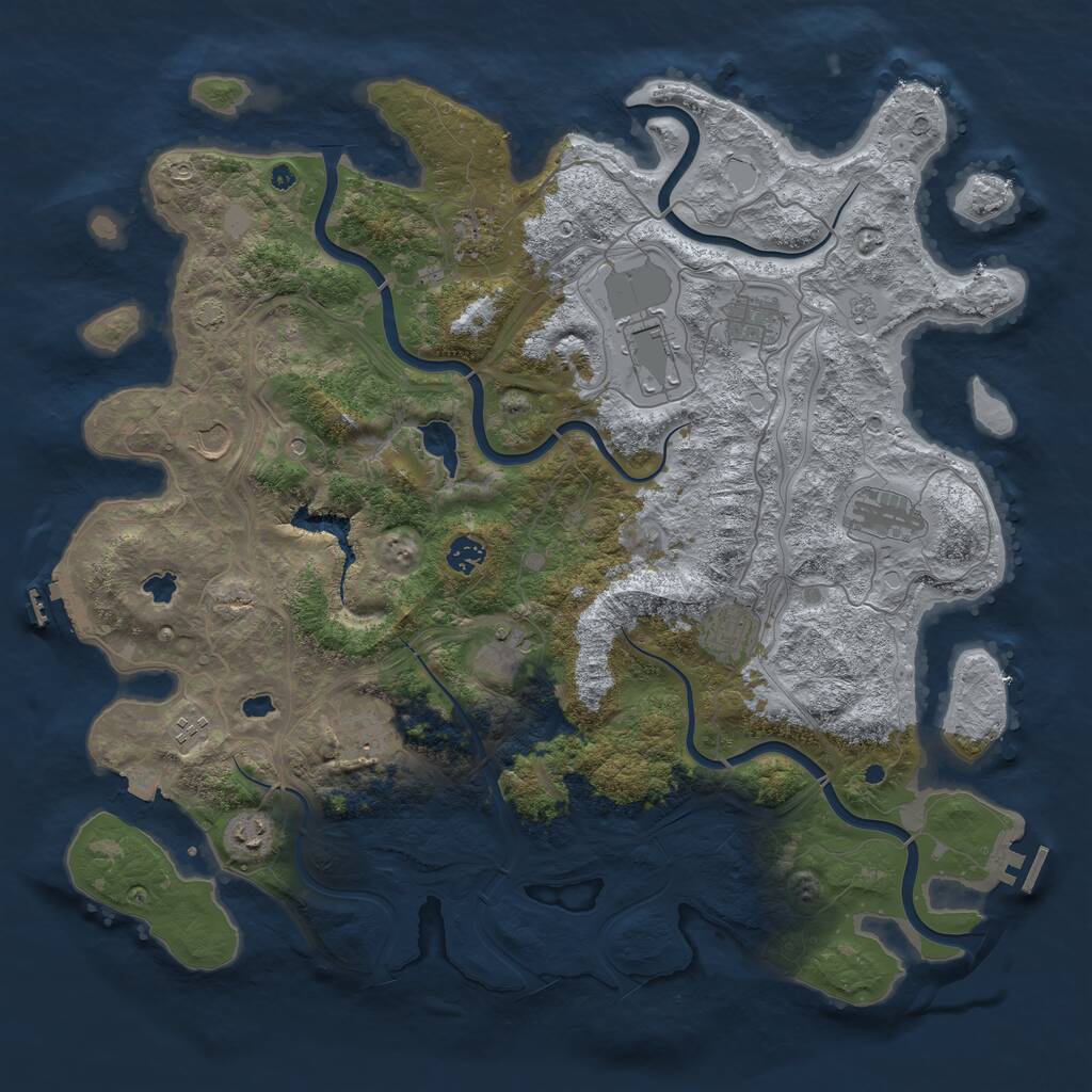 Rust Map: Procedural Map, Size: 4500, Seed: 1616798117, 17 Monuments