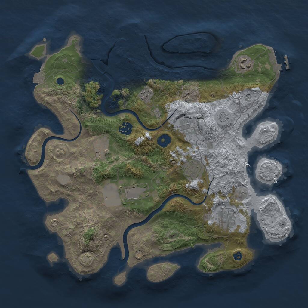 Rust Map: Procedural Map, Size: 3500, Seed: 61648917, 14 Monuments