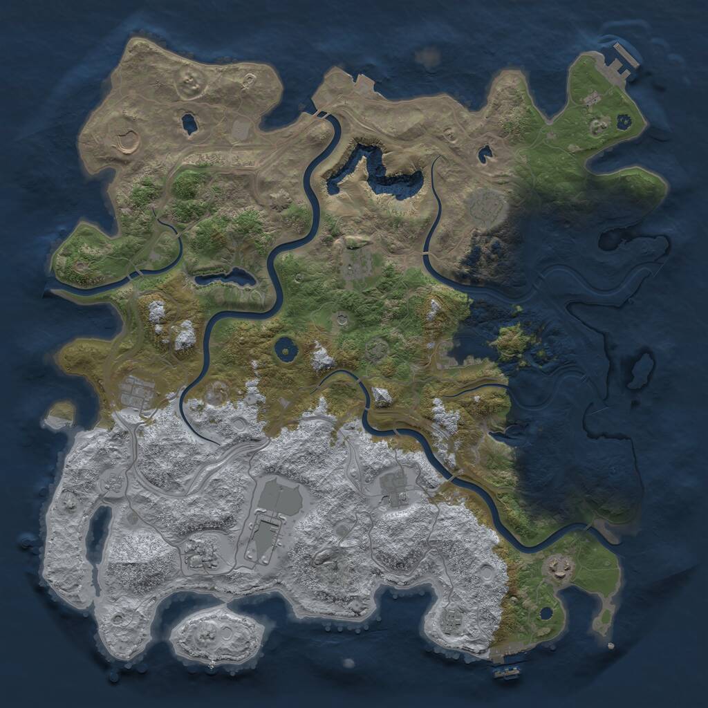 Rust Map: Procedural Map, Size: 4500, Seed: 18645972, 16 Monuments