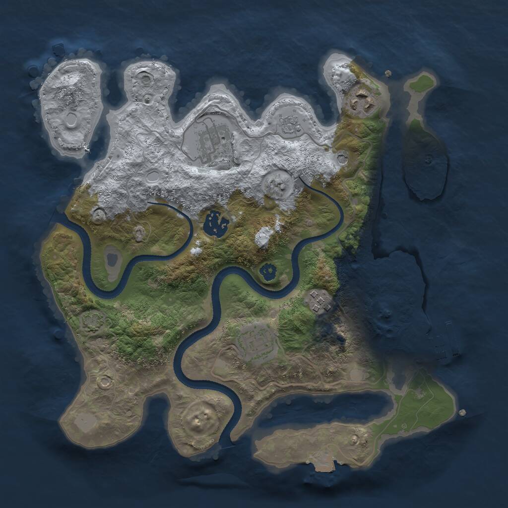 Rust Map: Procedural Map, Size: 3000, Seed: 1118007665, 10 Monuments