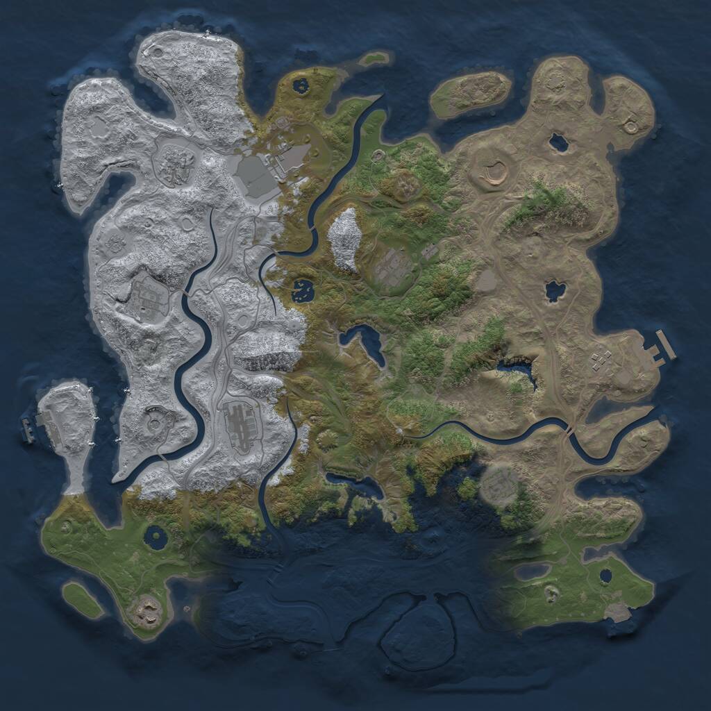 Rust Map: Procedural Map, Size: 4500, Seed: 468350277, 16 Monuments