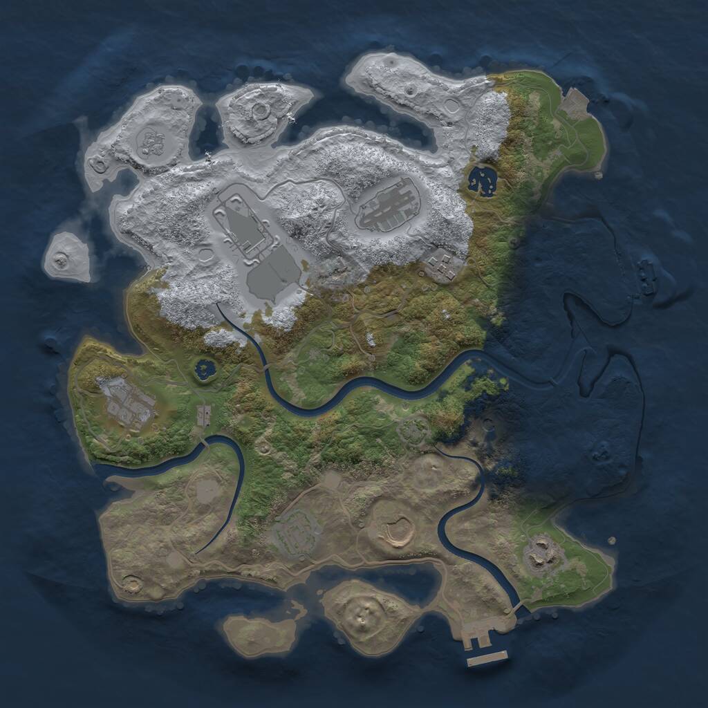 Rust Map: Procedural Map, Size: 3500, Seed: 594450, 14 Monuments