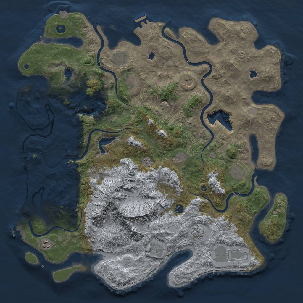Rust Map: Procedural Map, Size: 5000, Seed: 465717, 17 Monuments