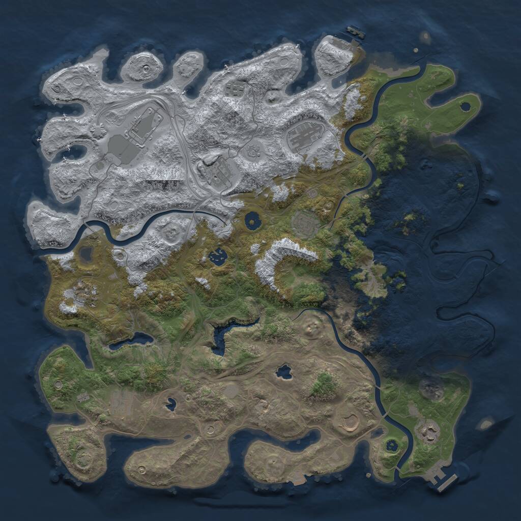 Rust Map: Procedural Map, Size: 4500, Seed: 2000244310, 16 Monuments