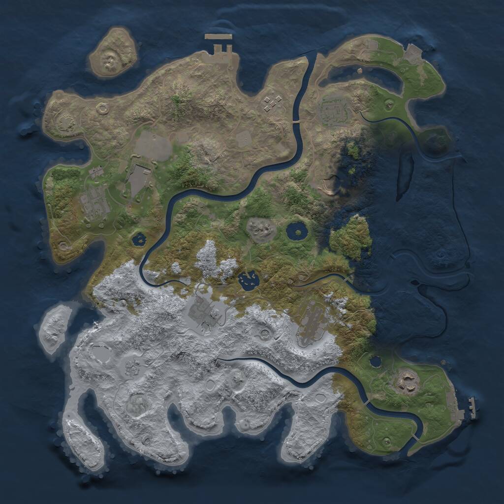 Rust Map: Procedural Map, Size: 3700, Seed: 308708224, 15 Monuments