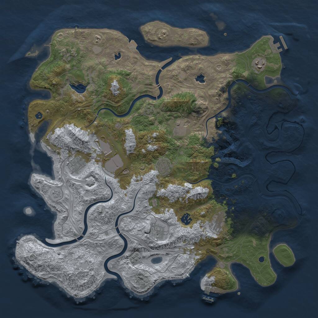Rust Map: Procedural Map, Size: 4500, Seed: 1392005737, 16 Monuments