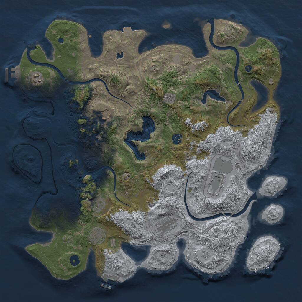 Rust Map: Procedural Map, Size: 4250, Seed: 444855223, 14 Monuments