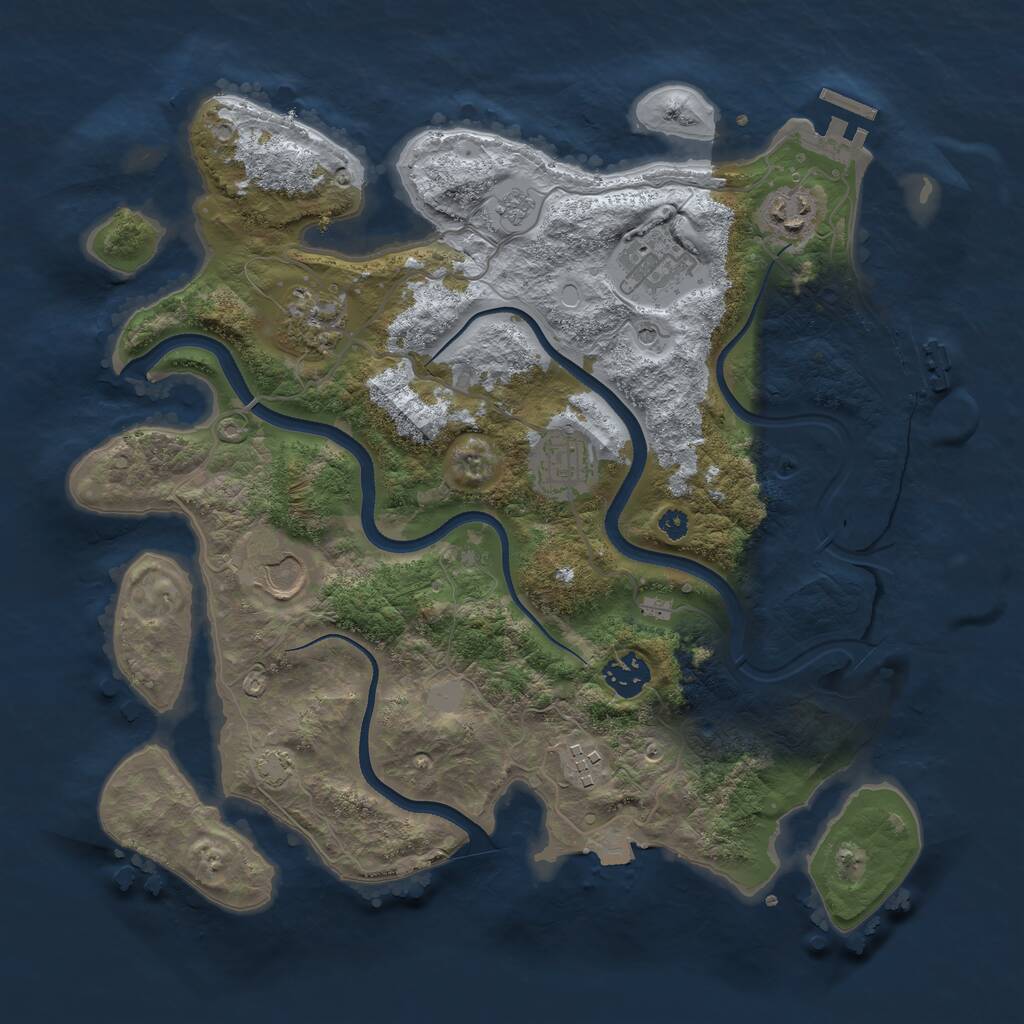 Rust Map: Procedural Map, Size: 3500, Seed: 1784462514, 13 Monuments