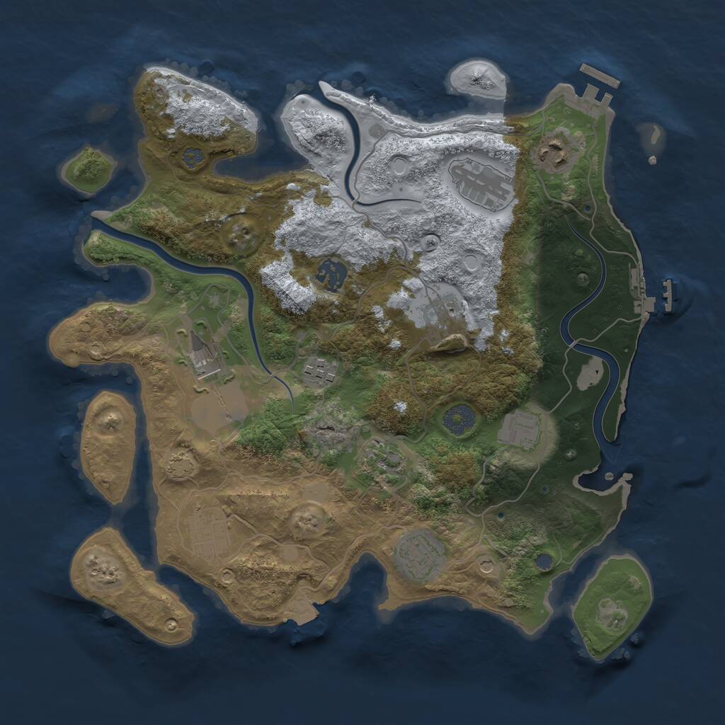 Rust Map: Procedural Map, Size: 3500, Seed: 1784462514, 16 Monuments