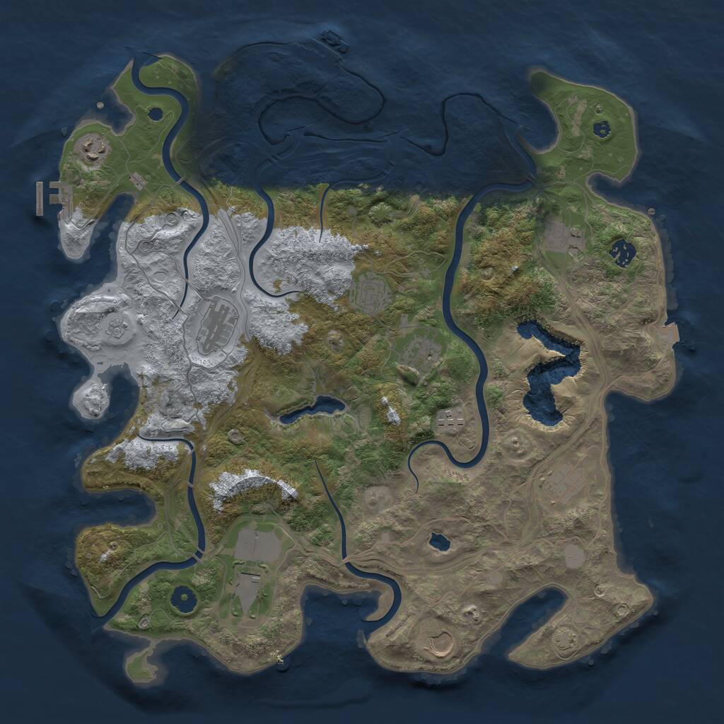 Rust Map: Procedural Map, Size: 4250, Seed: 833055124, 16 Monuments
