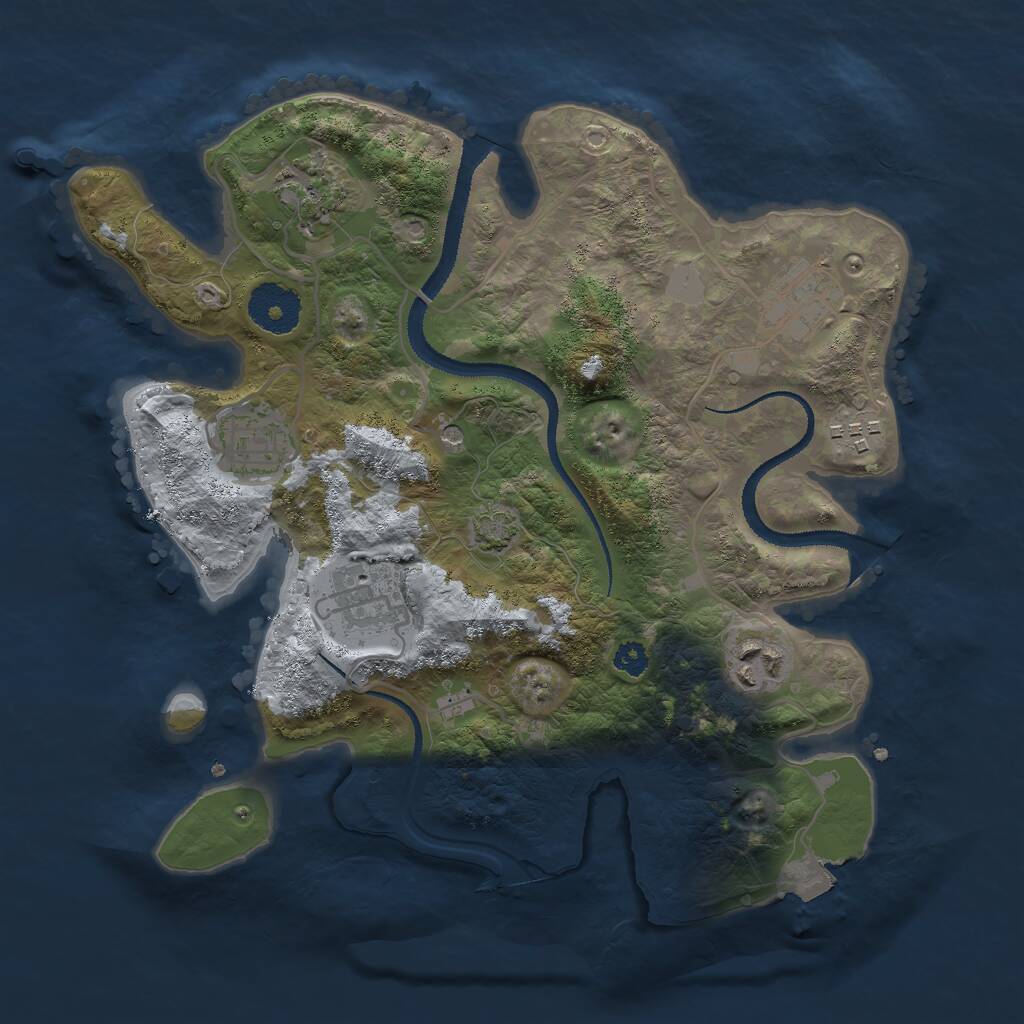 Rust Map: Procedural Map, Size: 3000, Seed: 1491254703, 9 Monuments