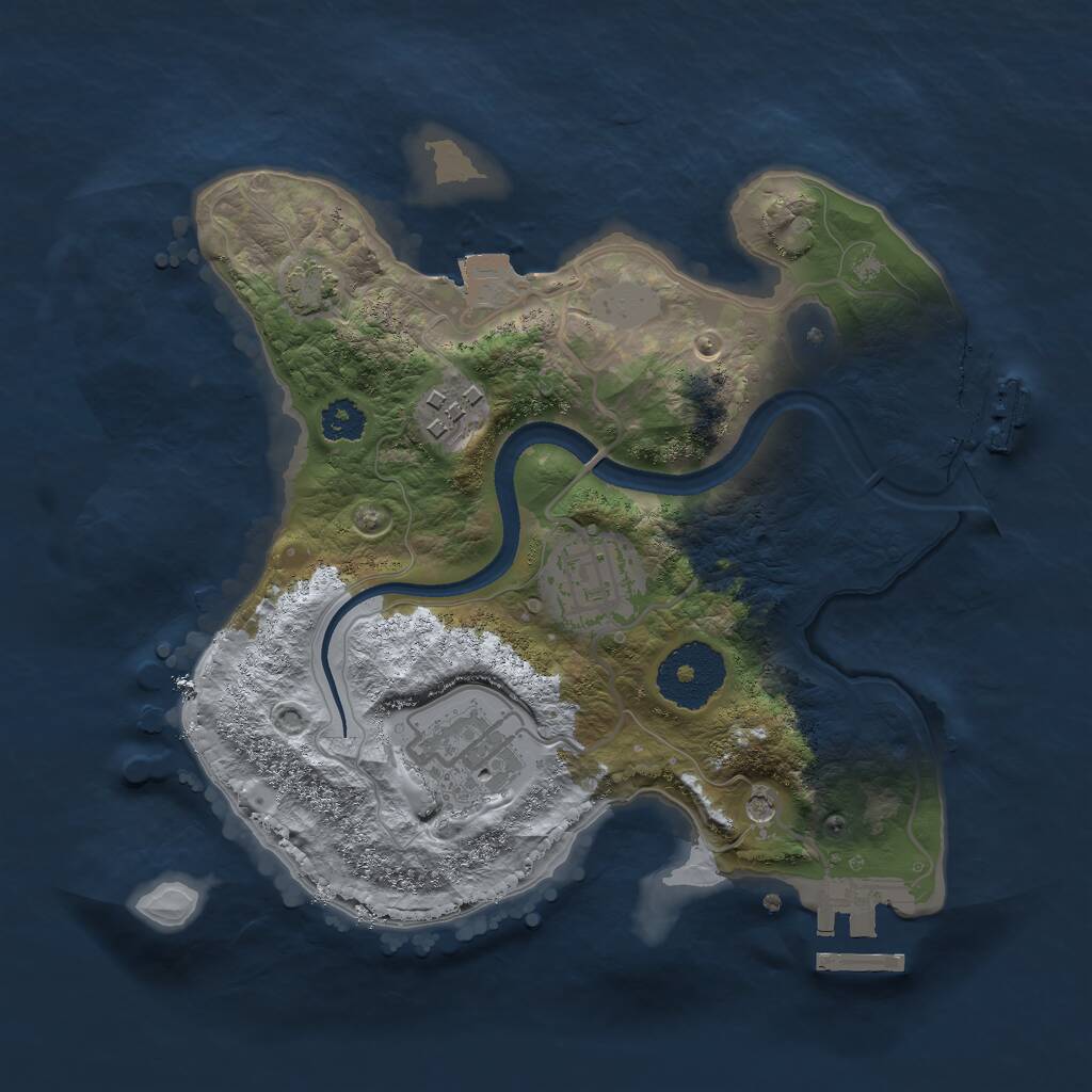 Rust Map: Procedural Map, Size: 2500, Seed: 1844450537, 8 Monuments