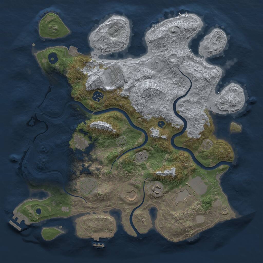 Rust Map: Procedural Map, Size: 3750, Seed: 752068, 14 Monuments