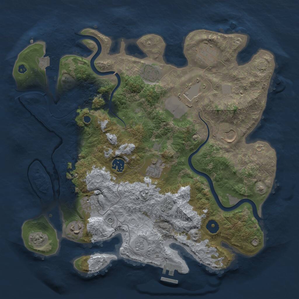 Rust Map: Procedural Map, Size: 3500, Seed: 679174536, 14 Monuments