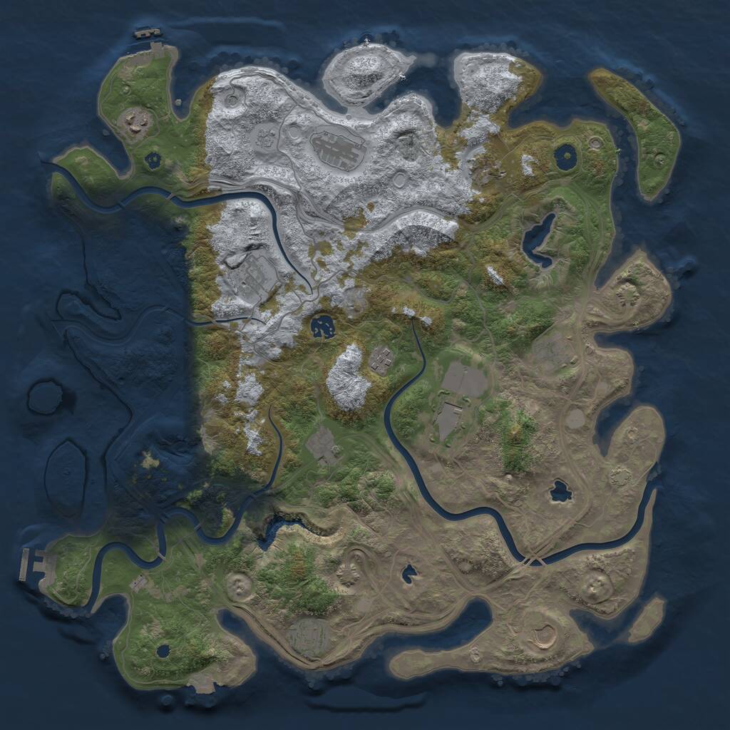 Rust Map: Procedural Map, Size: 4500, Seed: 291086921, 17 Monuments