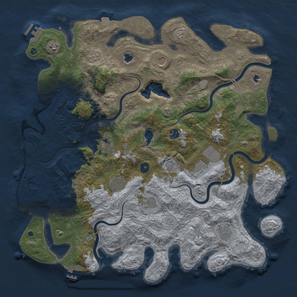 Rust Map: Procedural Map, Size: 4500, Seed: 484362, 16 Monuments