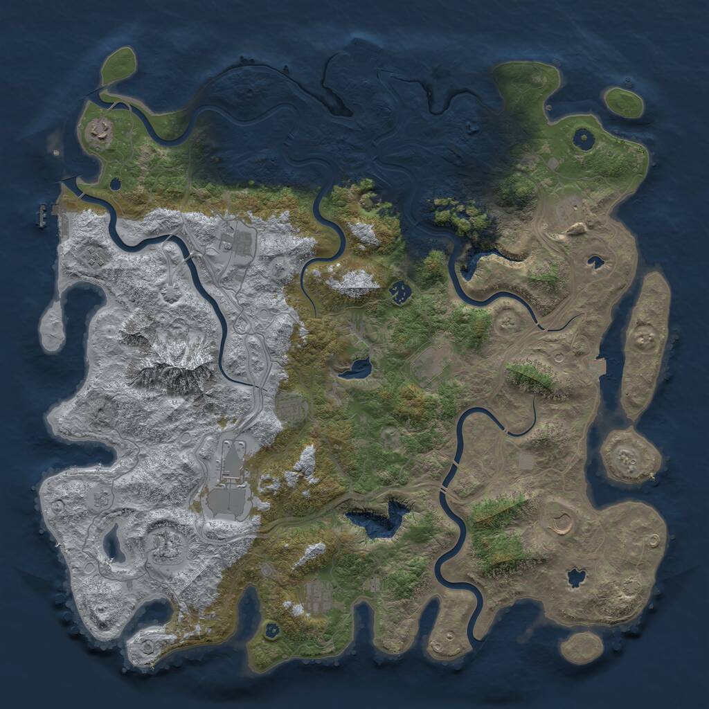Rust Map: Procedural Map, Size: 5000, Seed: 1264544875, 17 Monuments