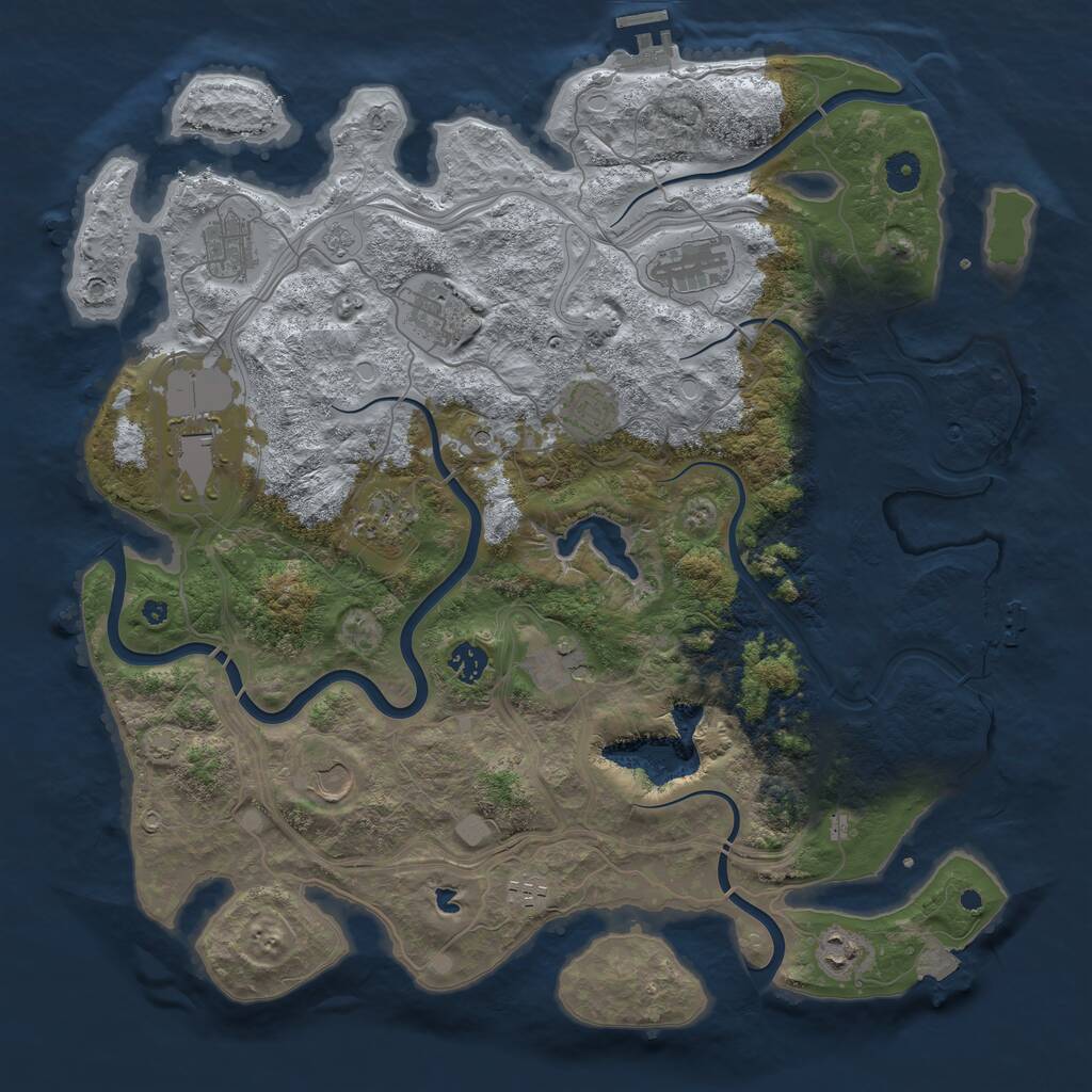 Rust Map: Procedural Map, Size: 4250, Seed: 1185767693, 17 Monuments