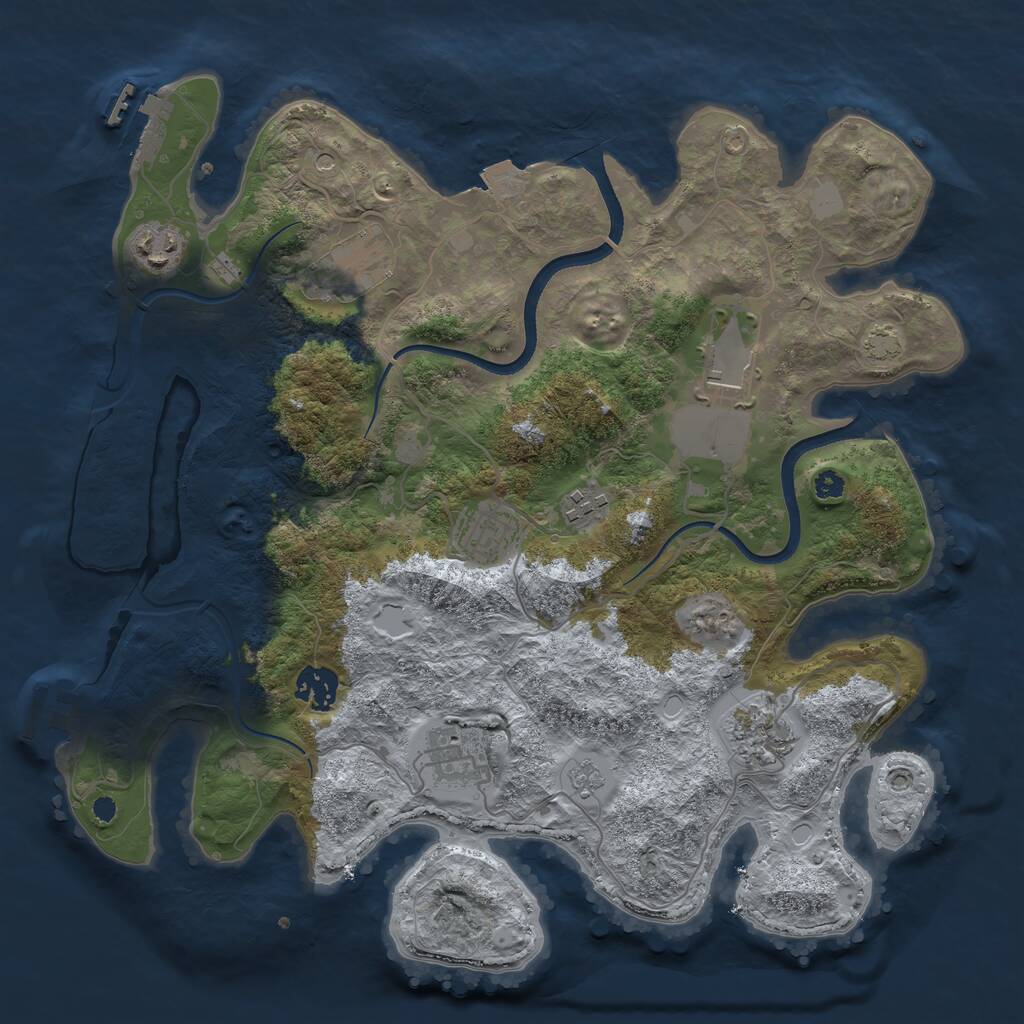 Rust Map: Procedural Map, Size: 3500, Seed: 449086832, 14 Monuments