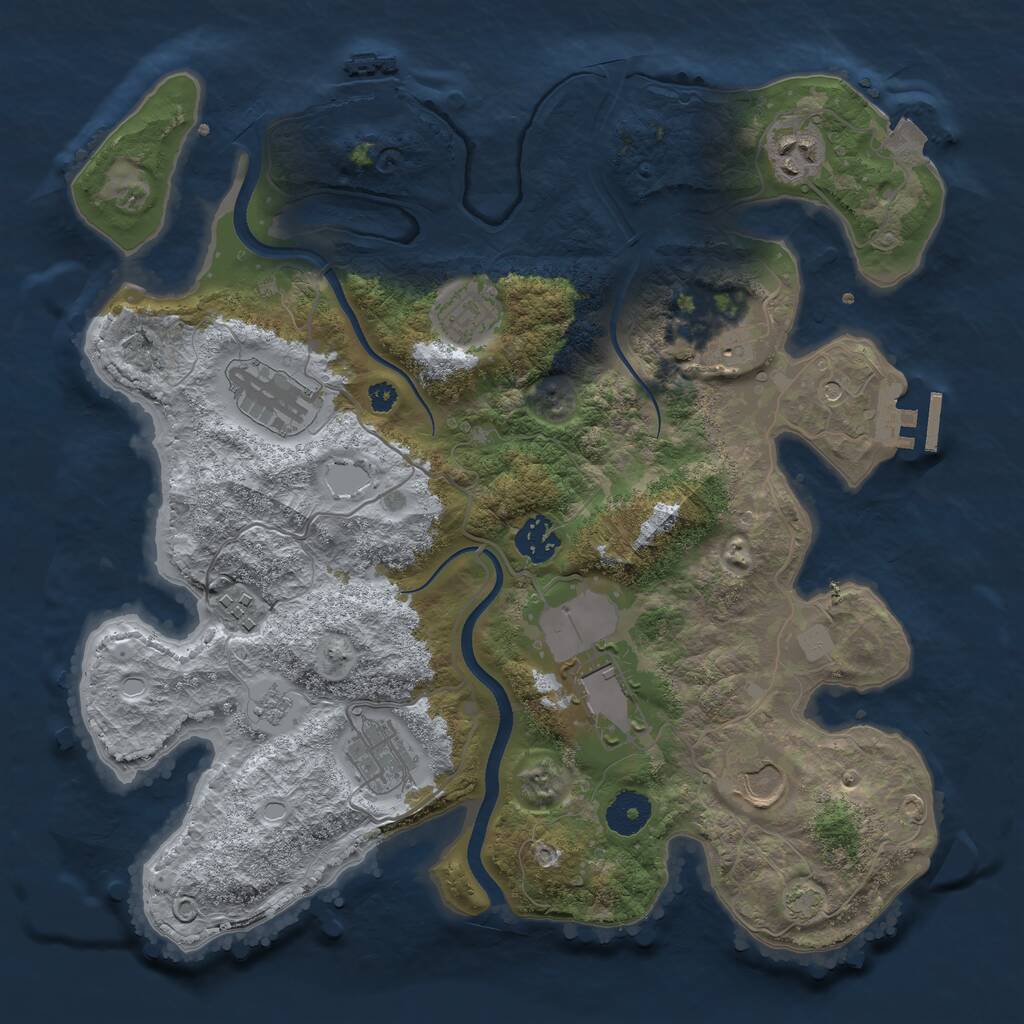 Rust Map: Procedural Map, Size: 3500, Seed: 667224093, 15 Monuments