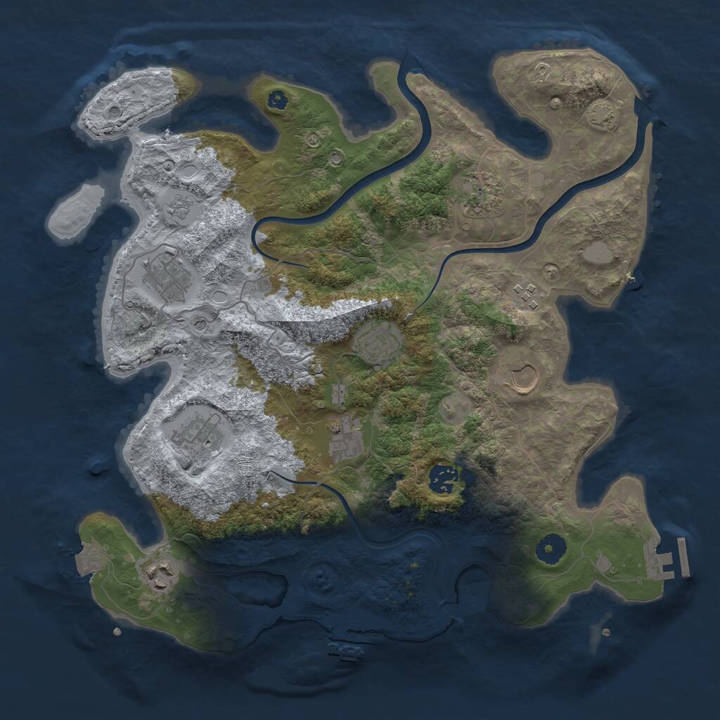 Rust Map: Procedural Map, Size: 3650, Seed: 8053366, 15 Monuments