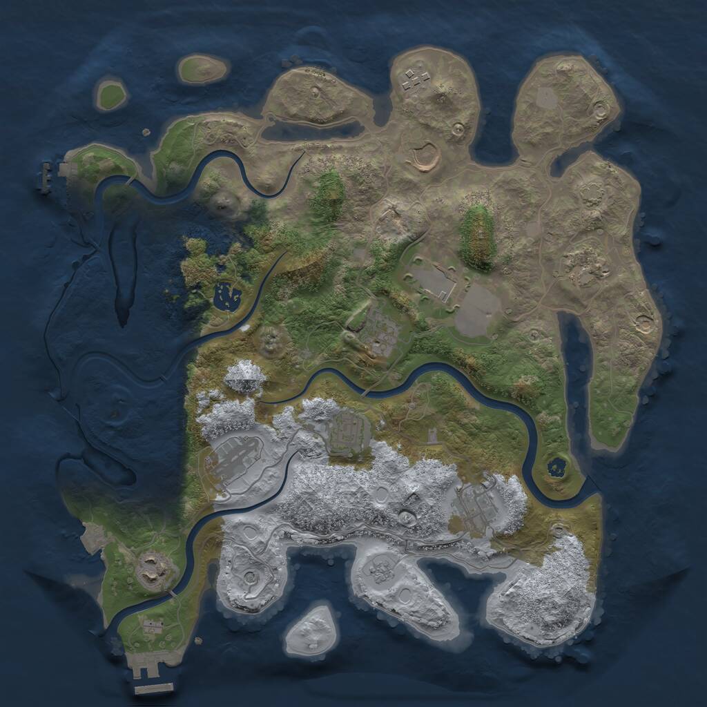 Rust Map: Procedural Map, Size: 3700, Seed: 1120131980, 16 Monuments