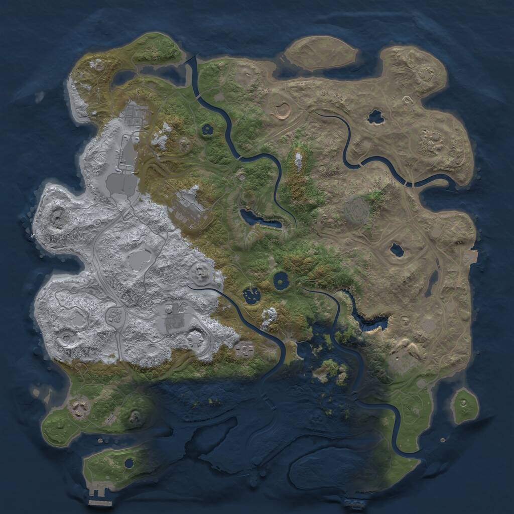 Rust Map: Procedural Map, Size: 4500, Seed: 410791072, 17 Monuments