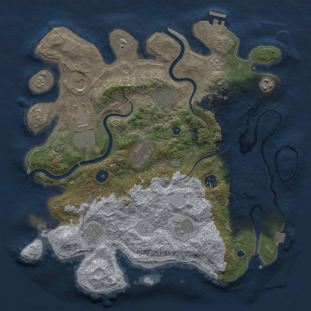 Rust Map: Procedural Map, Size: 3700, Seed: 579120958, 14 Monuments