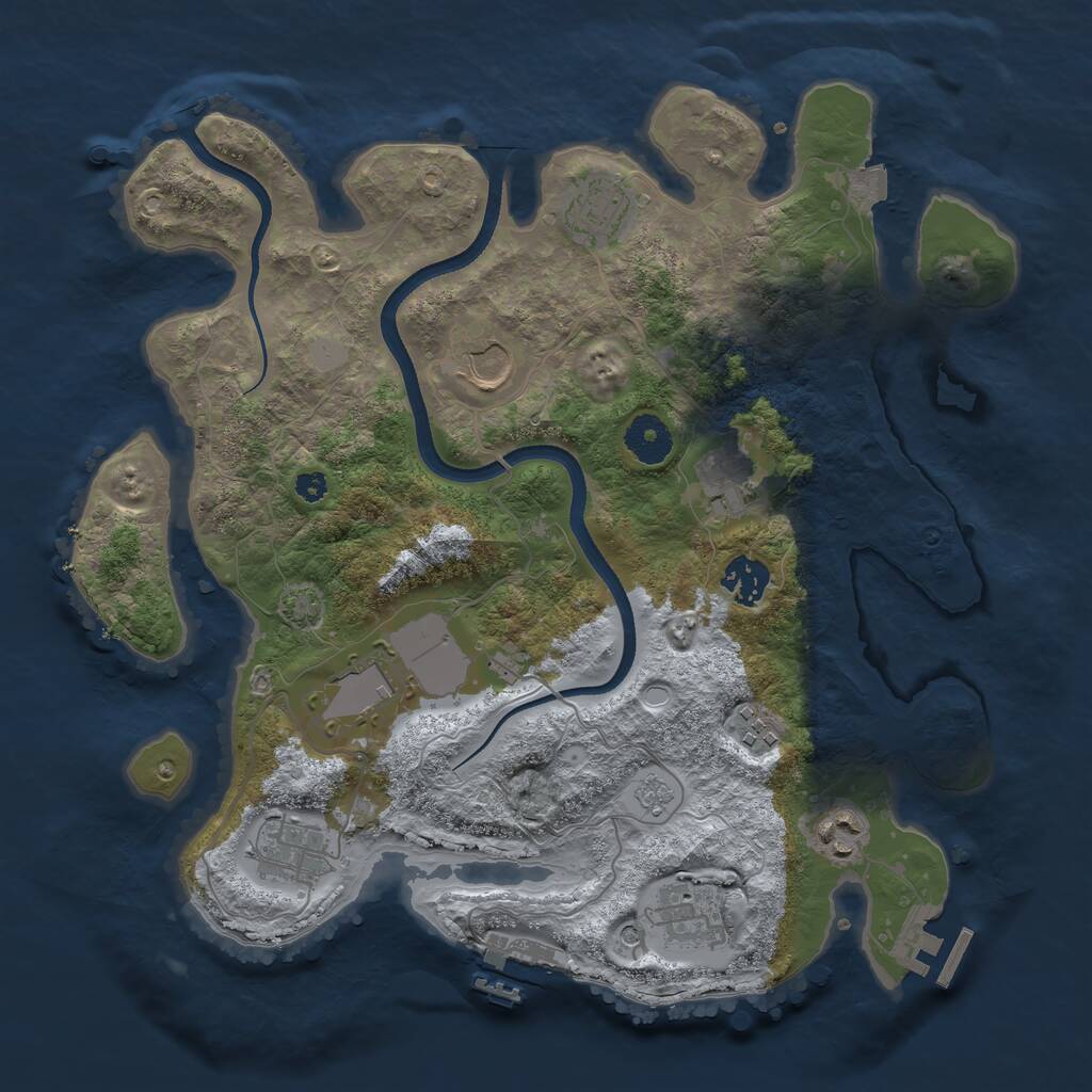 Rust Map: Procedural Map, Size: 3500, Seed: 1280545371, 15 Monuments