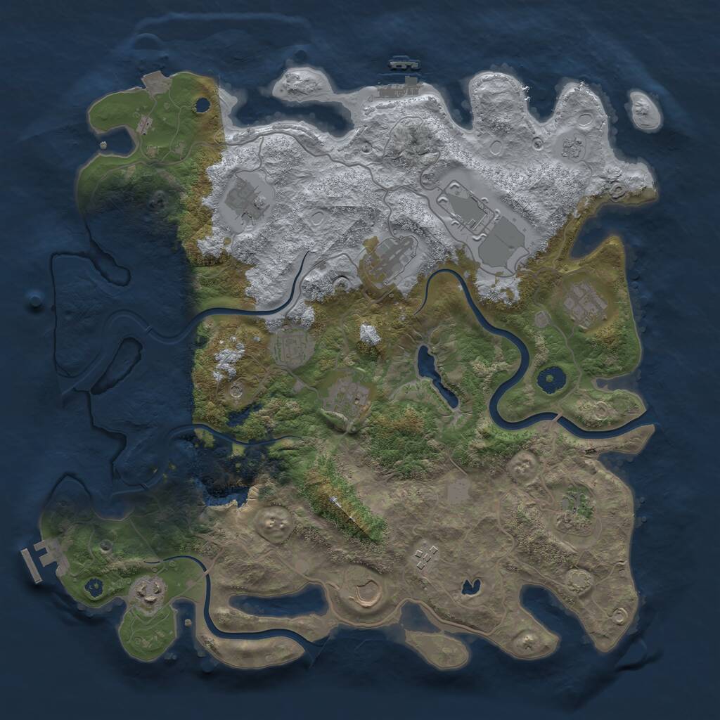 Rust Map: Procedural Map, Size: 4000, Seed: 965764553, 16 Monuments