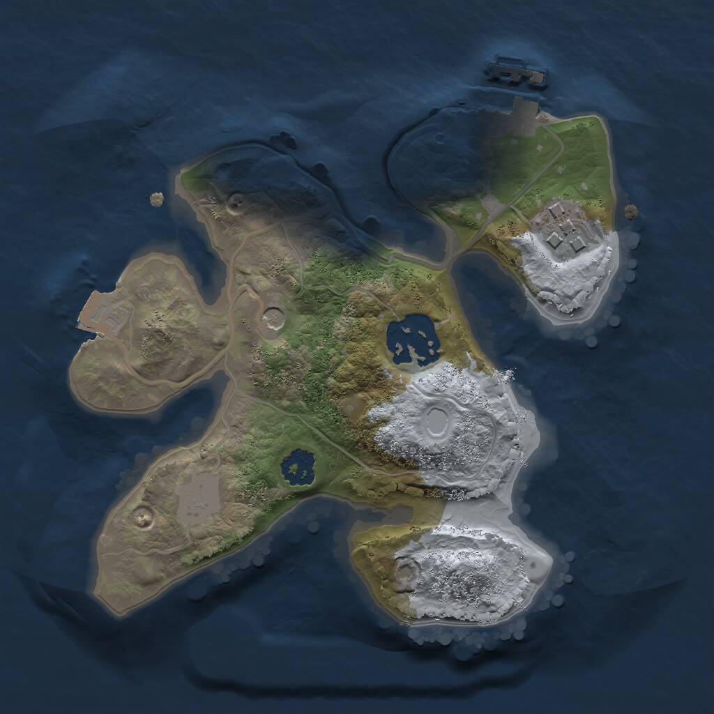 Rust Map: Procedural Map, Size: 2000, Seed: 344265587, 5 Monuments
